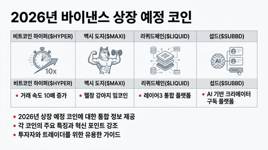 바이낸스 상장 예정 코인 탑랭킹 4개